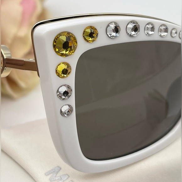 Michael Kors White Gold Crystal Cat Eye Sunglasses - Picture 13 of 16